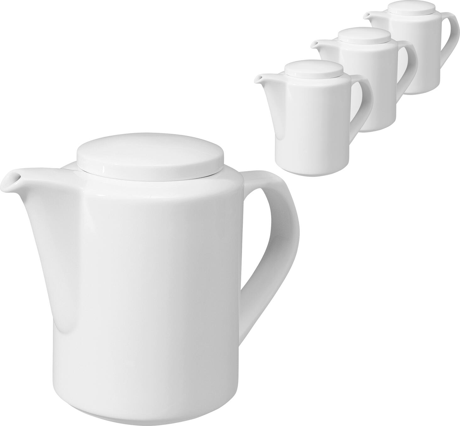 Set de 4 piese Ciorbă de cafea din porțelan VEGA Base, Alb, Formă Rotundă, Sigur pentru Mașina de Spălat Vase și Cuptorul cu Microunde, 9.2cm x 9.2cm x 15cm