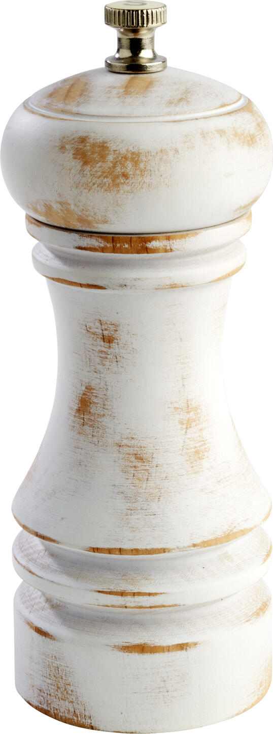 APS Assheuer + Pott GmbH & Co. KG Salt mill PROFESSIONAL VINTAGE Salzmühle COUNTRY Salt mill PROFESSIONAL VINTAGE; 5.5x15 cm (ØxH); white Salzmühle COUNTRY; 5.5x15 cm (ØxH); weiß Beech wood salt mill including stainless steel grinder. Die Salzmühle COUNTRY eignet sich ideal für Gastronomie, Hotellerie, Catering, Buffetbereiche und den privaten Gebrauch. Sie ermöglicht das frische Mahlen und präzise Dosieren von Salz direkt am Tisch oder beim Servieren. Der stufenlos einstellbare Mahlgrad unterstützt eine individuelle Würzung, während die Verarbeitung aus deutschem Buchenholz und Edelstahl eine wertige, robuste Nutzung im Alltag ermöglicht. * Material: deutsches Buchenholz, Edelstahl * Mit Edelstahlmahlwerk * Mit Edelstahlschaft * Mahlgrad stufenlos einstellbar * Zum Mahlen und Dosieren von Salz geeignet * Nicht spülmaschinengeeignet * Feucht abwischbar
