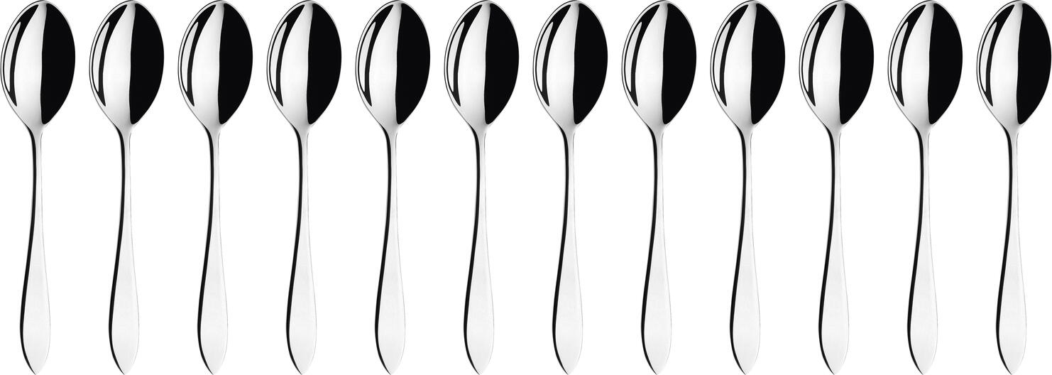 Set de 12 linguri pentru desert/antipast VEGA Salerno, otel inoxidabil 18/10 crom-nichel, finisaj oglindit, 17.9 cm, rezistente la masina de spalat vase, argintii