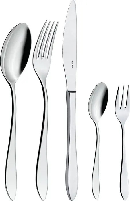 Set de 12 linguri pentru desert/antipast VEGA Salerno, otel inoxidabil 18/10 crom-nichel, finisaj oglindit, 17.9 cm, rezistente la masina de spalat vase, argintii