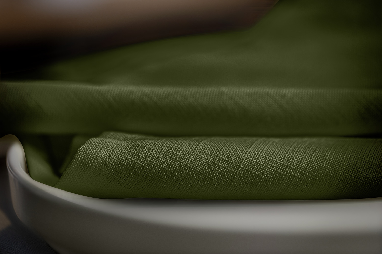 ERWIN M. Ledana Meterware Fabric for Table Runner, 60% Polyester 40% Linen, 320 cm Width, Olive Green, Textured, OEKO-TEX Standard 100