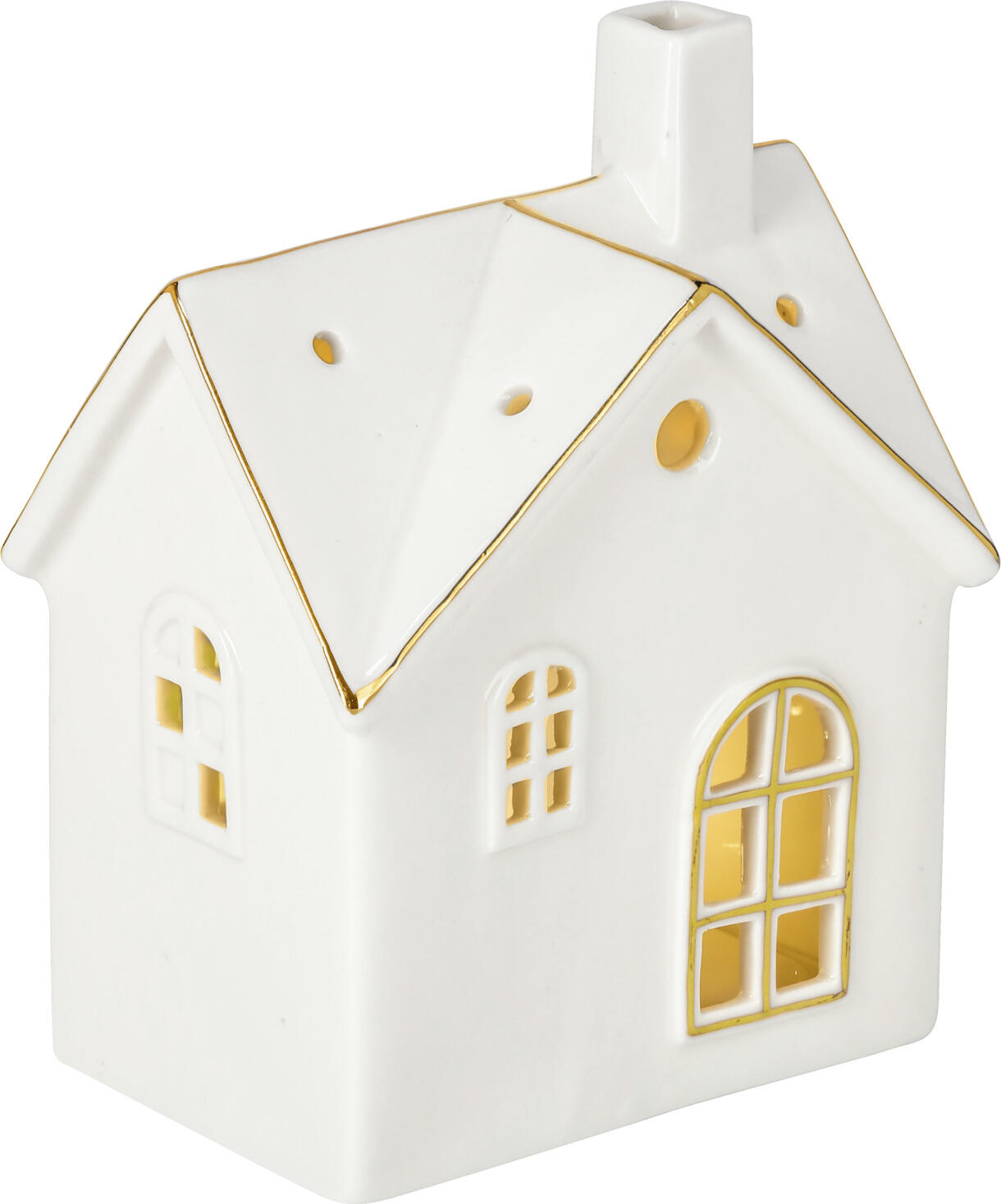 unknown LUSINI Solutions GmbH LED light house Altone LED-Lichthaus Altone LED light house Altone; 10.2x7.3x12.2 cm (LxWxH); white/golden LED-Lichthaus Altone; 10.2x7.3x12.2 cm (LxBxH); weiß/gold LED light house made of porcelain. 3x LR 44 batteries are not included. LED Lichthaus aus Porzellan. 3x LR 44 Batterien sind nicht im Lieferumfang enthalten.