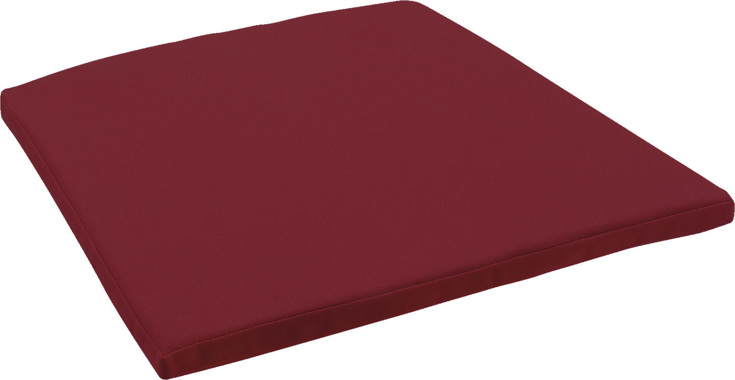 VEGA LUSINI Solutions GmbH Seat cushion Metropolitan Sitzkissen Metropolitan Seat cushion Metropolitan; 42x43x3.5 cm (WxLxH); bordeaux; tapered; 2 piece / pack Sitzkissen Metropolitan; 42x43x3.5 cm (BxLxH); bordeaux; konisch; 2 Stück / Pack Seat cushion made of 100 % polyester. Cover removable and washable at 30 °C. Zipper on the back. Fastening by means of two tie straps. Suitable for the Metropolitan chair and bar chair. Sitzkissen aus 100 % Polyester. Bezug abnehmbar. Reißverschluss an der Rückseite. Passend für den Stuhl und Barstuhl Metropolitan.
