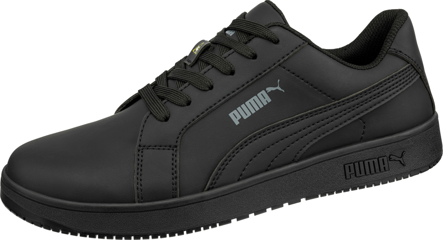Puma Safety ISM GmbH Work shoe Blast Berufsschuh Blast Work shoe Blast; Size EU 44; black Berufsschuh Blast; Schuhgröße 44; schwarz The Blast shoe sets new standards in terms of safety and comfort. Equipped with protection class O2, the shoe offers a closed heel area, antistatic properties, energy absorption in the heel area and limited water permeability of the upper material - ideal for demanding working environments. The Grippaz sole is equipped with an innovative 360° pivot point technology that guarantees maximum flexibility and freedom of movement while maintaining stability. This technology enables effortless turning and quick changes of direction without losing grip, making the shoe perfect for dynamic working environments. In addition, the Grippaz sole with anti-slip properties (SR) and a fuel-resistant sole (FO) ensure a secure footing and durability. The Blast shoe is made from hard-wearing microfiber and protects against external influences. A cushioning element in the heel area increases comfort and provides relief. The shoe is water-repellent, breathable and resistant to cleaning agents, animal fats and acids. The shoe is also metal-free. The evercushion® MAX insole (removable) made of PU provides comfort and cushioning. Der Blast Schuh setzt neue Maßstäbe in Sachen Sicherheit und Tragekomfort. Ausgestattet mit der Schutzklasse O2 bietet der Schuh einen geschlossenen Fersenbereich, antistatische Eigenschaften, Energieaufnahme im Fersenbereich und begrenzte Wasserdurchlässigkeit des Obermaterials – ideal für anspruchsvolle Arbeitsumgebungen. Die Grippaz Sohle ist mit einer innovativen 360°-Drehpunkt-Technologie ausgestattet, die maximale Flexibilität und Bewegungsfreiheit bei gleichzeitiger Stabilität garantiert. Diese Technologie ermöglicht müheloses Drehen und schnelle Richtungswechsel, ohne den Halt zu verlieren, was den Schuh perfekt für dynamische Arbeitsumgebungen macht. Zudem sorgt die Grippaz Sohle mit rutschhemmenden Eigenschaften (SR) und einer kraftstoffbeständigen Sohle (FO) für sicheren Stand und Langlebigkeit. Der Blast Schuh ist aus strapazierfähigem Mikrofaser gefertigt und schützt vor äußeren Einflüssen. Ein dämpfendes Element im Fersenbereich erhöht den Komfort und sorgt für Entlastung. Der Schuh ist wasserabweisend, atmungsaktiv und widerstandsfähig gegen Reinigungsmittel, tierische Fette und Säuren. Darüber hinaus ist der Schuh metallfrei. Die evercushion® MAX Einlegesohle (entnehmbar) aus PU sorgt für Komfort und Dämpfung.