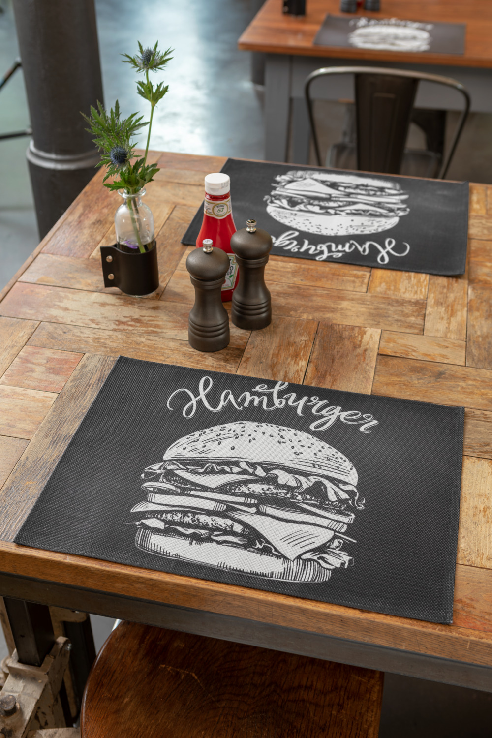 Набор из 4 предметов подставок под тарелки ERWIN M. LUSINI Tenoris Burger, Черный, Винтажный Цифровой Принт, 33 x 45 см, ПВХ и Полиэстер