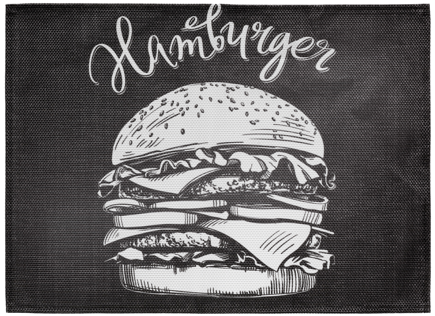 ERWIN M. LUSINI Solutions GmbH Placemat Tenoris Burger Tischset Tenoris Burger Placemat Tenoris Burger; 33x45 cm (WxL); black; 4 piece / Pack Tischset Tenoris Burger; 33x45 cm (BxL); schwarz; 4 Stück / Pack 75% PVC, 25% polyester. Weight approx. 545 g/m². Placemat in current vintage trend with high quality digital print. With hemmed edge. Easy care. Not suitable for dishwasher. 75 % PVS, 25 % Polyester. Gewicht ca. 545g/m². Tischset in aktuellem Vintage-Trend mit hochwertigem Digitaldruck. Mit gesäumten Rand. Pflegeleicht. Nicht spülmaschinengeeignet.