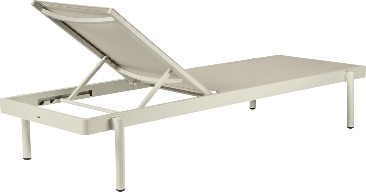 VEGA Arvos Sun Lounger, Adjustable Backrest, Stackable, Weatherproof UV-Resistant Fabric, 200 x 73.5 x 32 cm, Max Load 160 kg, Beige