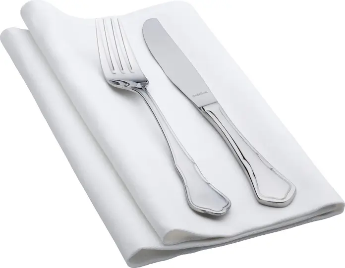 Servete de Masa Pulsiva Basic, 100% Bumbac Mercerizat Damasc, Rezistente la Fierbere si Clor, Margine Orlată, 50 x 50 cm, Alb, Set de 48 Piese
