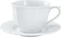 VEGA LUSINI Solutions GmbH Amely Porcelain Coffee Cup, 350 ml, 75 mm Height, White Vintage Design with Relief and Decorative Edges, Dishwasher and Microwave Safe