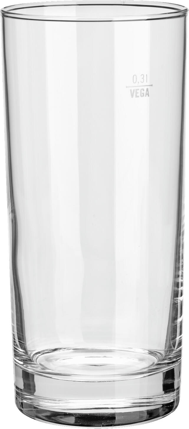 VEGA LUSINI Solutions GmbH Drinking glass Regular with filling line Trinkglas Regular mit Eichstrich Drinking glass Regular with filling line; 380 ml, 6.8x14.9 cm (ØxH); transparent; 0.3 l Filling line, 12 piece / pack Trinkglas Regular mit Eichstrich; 380 ml, 6.8x14.9 cm (ØxH); transparent; 0.3 l Eichstrich, 12 Stück / Pack Robust drinking glass. With filling line. Dishwasher safe. Robustes Trinkglas. Mit Eichstrich. Spülmaschinenfest.