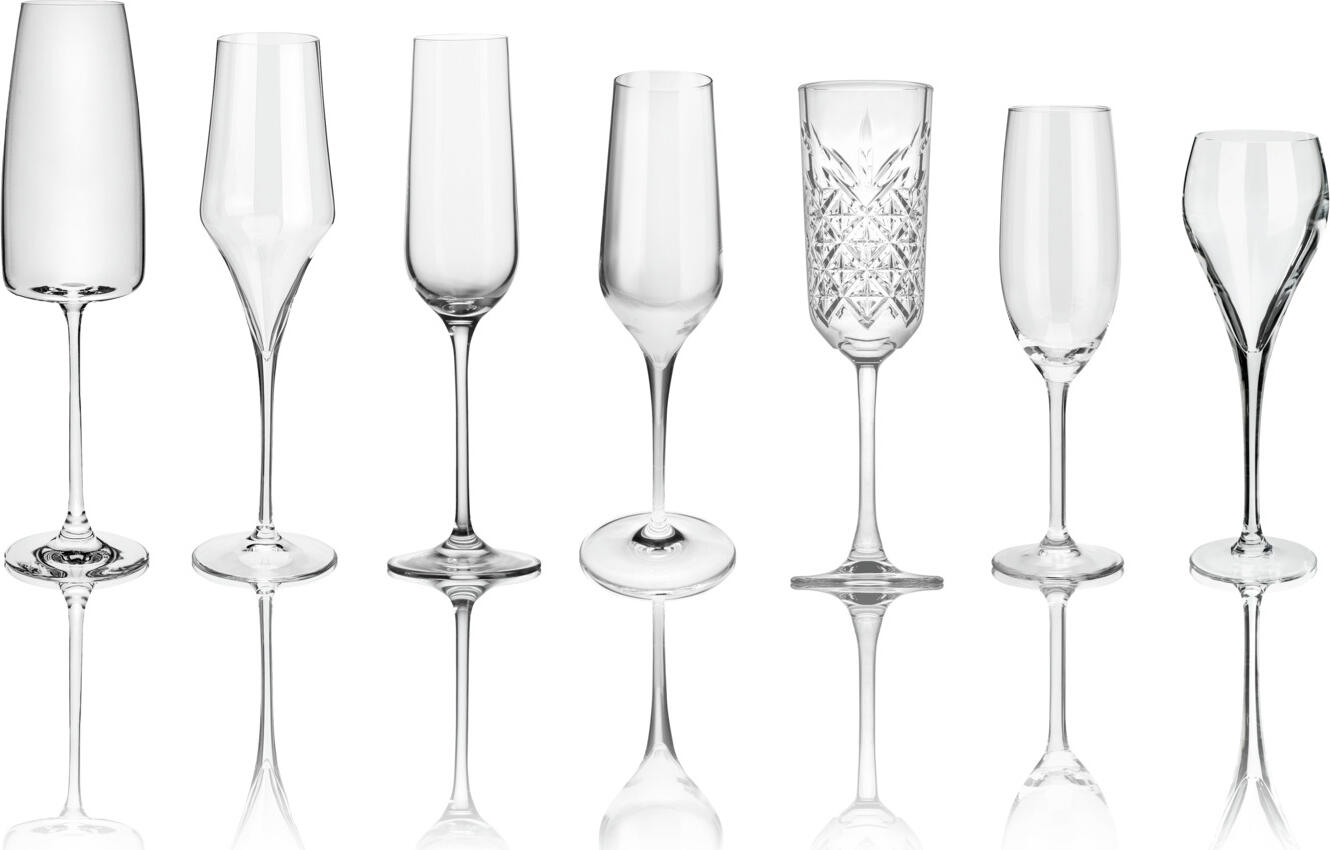 Bormioli Rocco Electra Champagne Glasses Set of 6, 230ml Crystal Glass, High Brilliance, Dishwasher Safe, Transparent