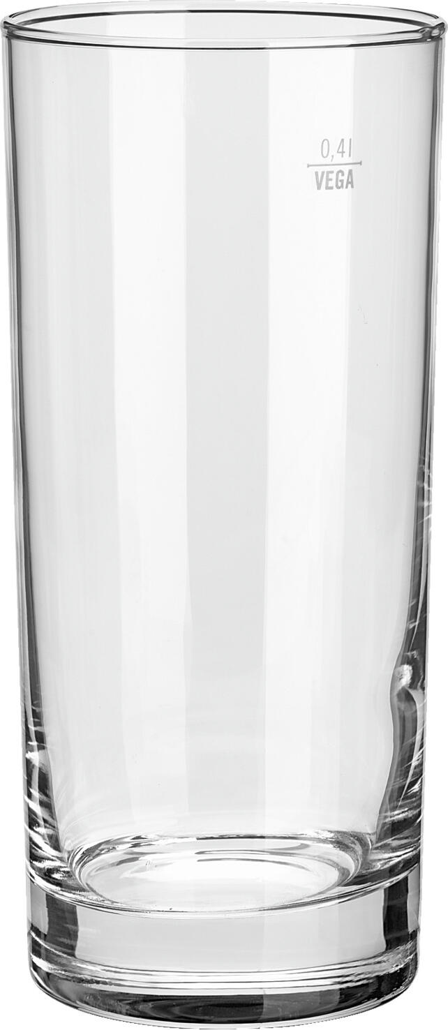 VEGA LUSINI Solutions GmbH Drinking glass Regular with filling line Trinkglas Regular mit Eichstrich Drinking glass Regular with filling line; 480 ml, 7.3x16 cm (ØxH); transparent; 0.4 l Filling line, 12 piece / pack Trinkglas Regular mit Eichstrich; 480 ml, 7.3x16 cm (ØxH); transparent; 0.4 l Eichstrich, 12 Stück / Pack Robust drinking glass. With filling line. Dishwasher safe. Robustes Trinkglas. Mit Eichstrich. Spülmaschinenfest.