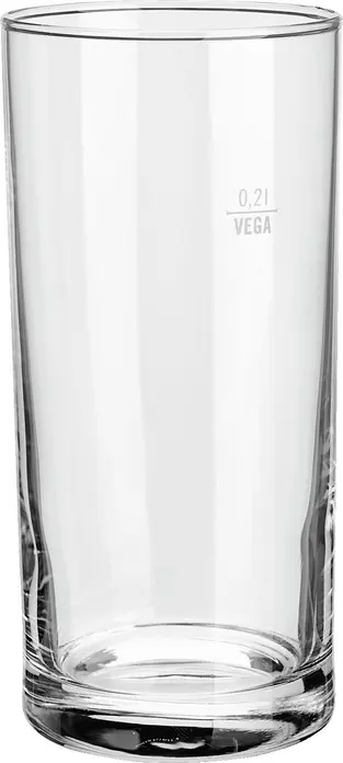 VEGA Regular Drinking Glass with Filling Line, 290 ml, Transparent Glass, Dishwasher Safe, Set of 12 Pieces