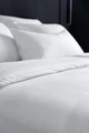 ERWIN M. Livorno Duvet Cover, 100% Cotton Damask, 350 TPI, Geometric Woven Pattern, Hotel Closure, 135 x 200 cm, White, OEKO-TEX Standard 100
