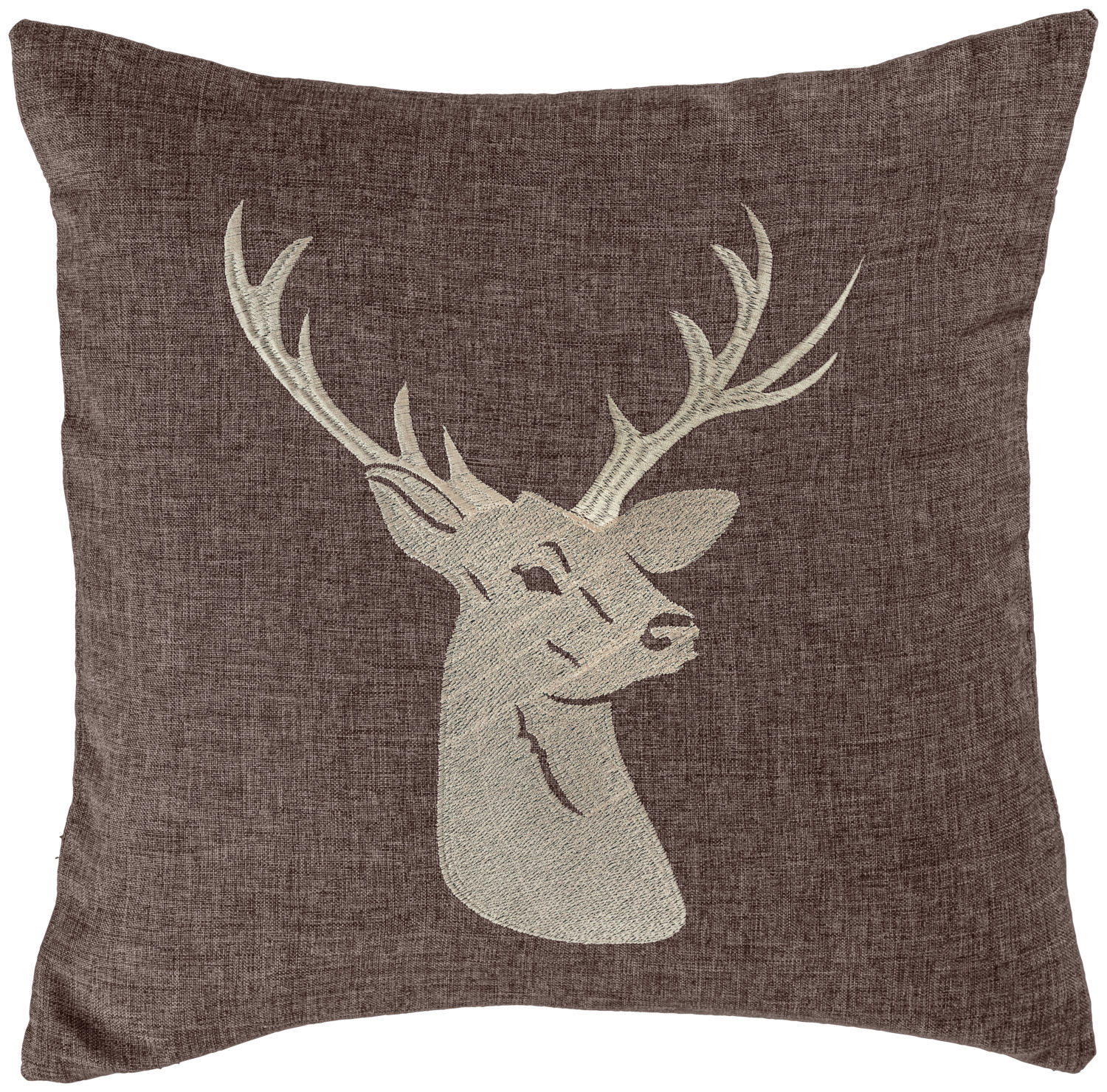 ERWIN M. LUSINI Solutions GmbH Cushion cover Alpino deer motif Kissenhülle Alpino Hirsch-Motiv Cushion cover Alpino deer motif; 40x40 cm (WxL); brown Kissenhülle Alpino Hirsch-Motiv; 40x40 cm (BxL); braun 100% polyester. Weight approx. 210 g/m². Decorative cushion cover with an embroidered stag. Practical zip fastening for easy removal and refitting. Supplied without filling. Hard-wearing. 100 % Polyester. Gewicht ca. 210 g/m². Dekokissenbezug mit aufgesticktem Hirsch. Praktischer Reißverschluss für einfaches Ab- und Beziehen. Lieferung ohne Füllung. Strapazierfähig.