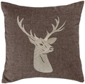 Husa perna ERWIN M. LUSINI Alpino, 40 x 40 cm, Maro, Motiv cu Cerb Brodat, 100% Poliester, Fermoar, Certificare OEKO-TEX Standard 100