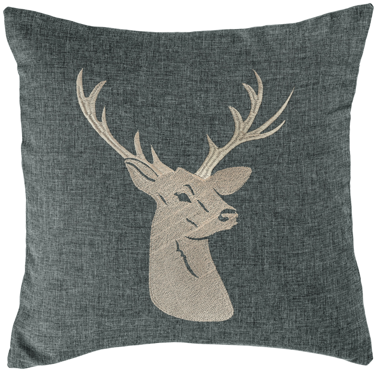 ERWIN M. LUSINI Solutions GmbH Cushion cover Alpino deer motif Kissenhülle Alpino Hirsch-Motiv Cushion cover Alpino deer motif; 40x40 cm (WxL); anthracite Kissenhülle Alpino Hirsch-Motiv; 40x40 cm (BxL); anthrazit 100% polyester. Weight approx. 210 g/m². Decorative cushion cover with an embroidered stag. Practical zip fastening for easy removal and refitting. Supplied without filling. Hard-wearing. 100 % Polyester. Gewicht ca. 210 g/m². Dekokissenbezug mit aufgesticktem Hirsch. Praktischer Reißverschluss für einfaches Ab- und Beziehen. Lieferung ohne Füllung. Strapazierfähig.