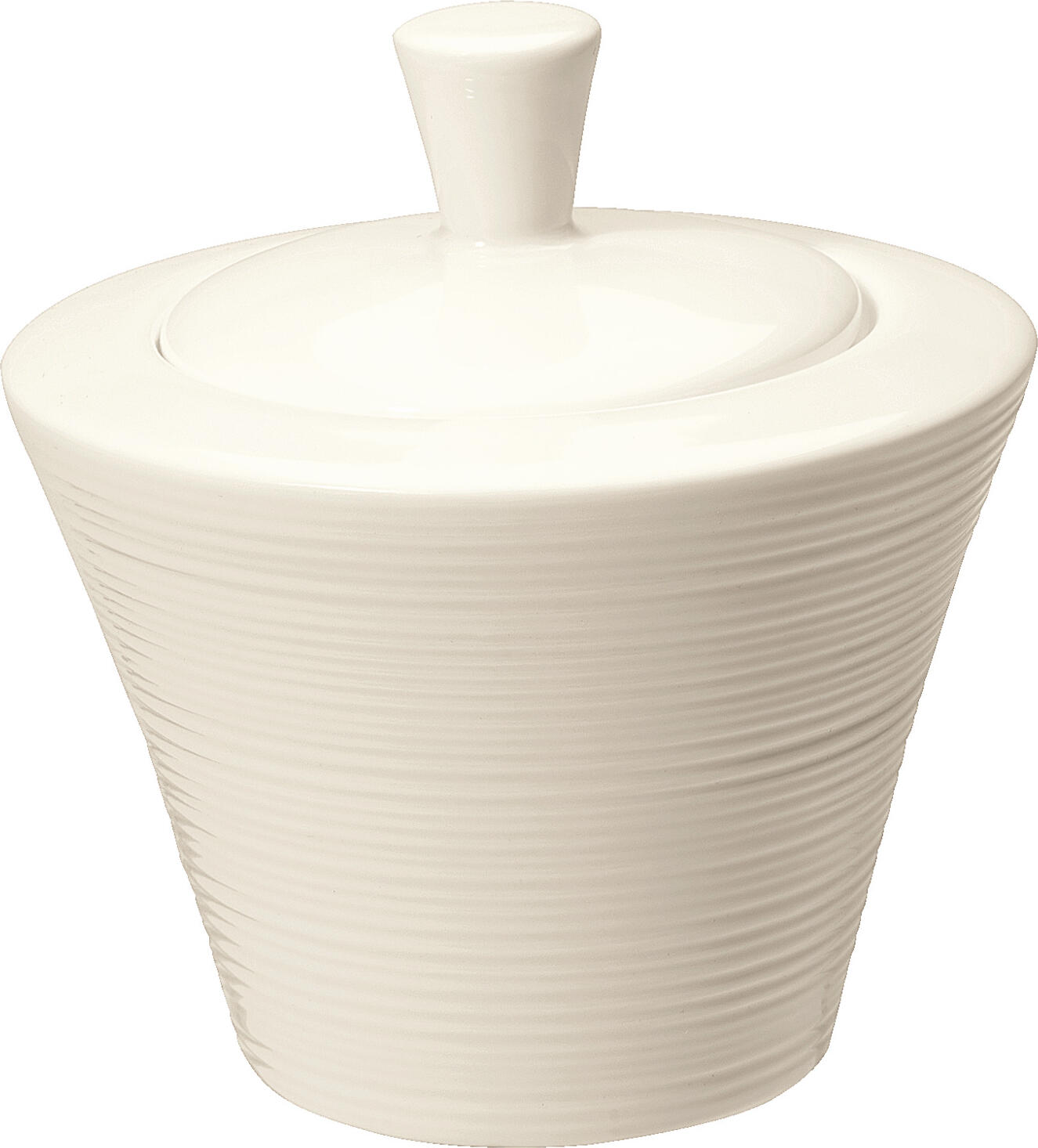 VEGA Skyline Bone China Sugar Bowl with Lid, 300ml, Cream White, Relief Pattern, Dishwasher and Microwave Safe, Set of 6