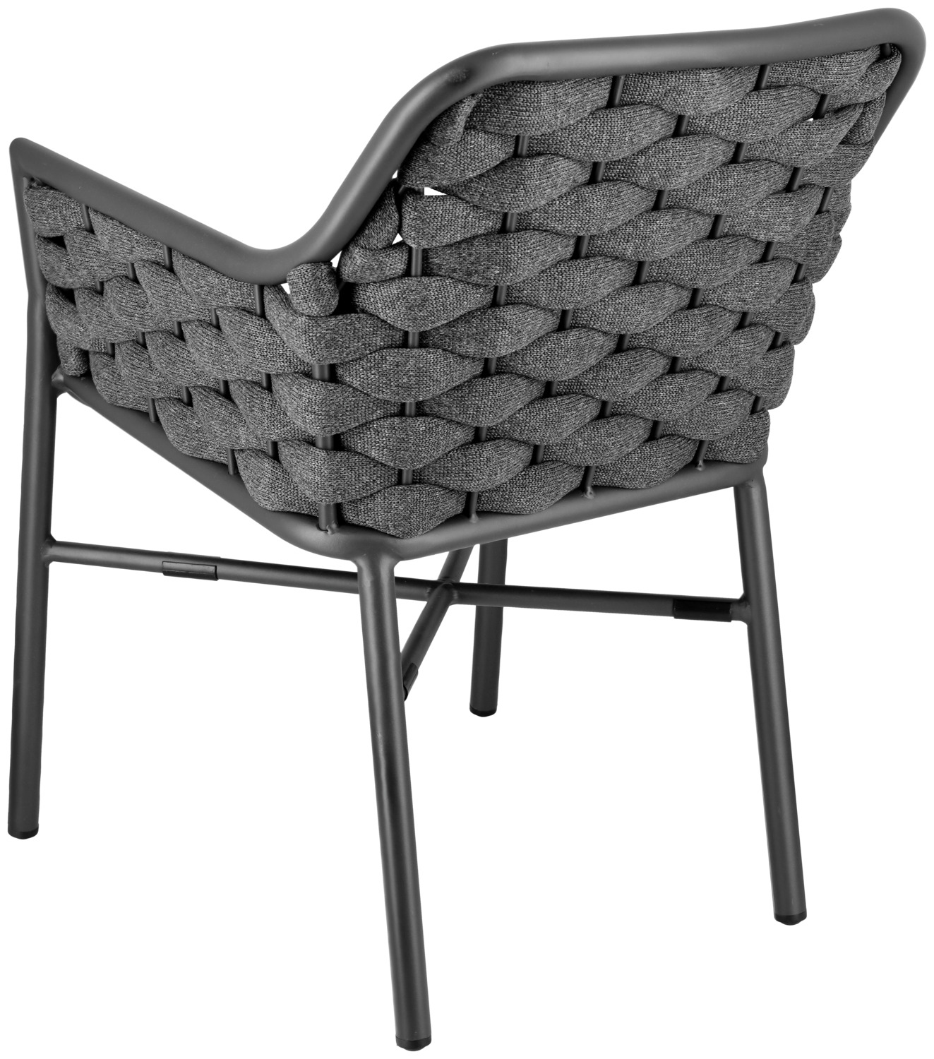 Set de 2 scaune de exterior VEGA Arto, impletitura din sfoara, cadru aluminiu vopsit electrostatic, stivuibile, rezistente UV, 58x62x80 cm, Antracit