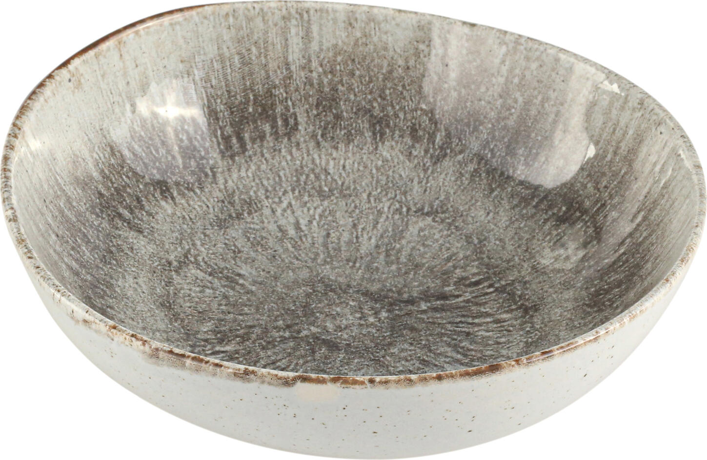 Porland Iris Bowl Set of 6, Colored Stoneware with Matt Glaze, 585ml, 18cm Diameter, Grey/Brown, Dishwasher and Microwave Safe