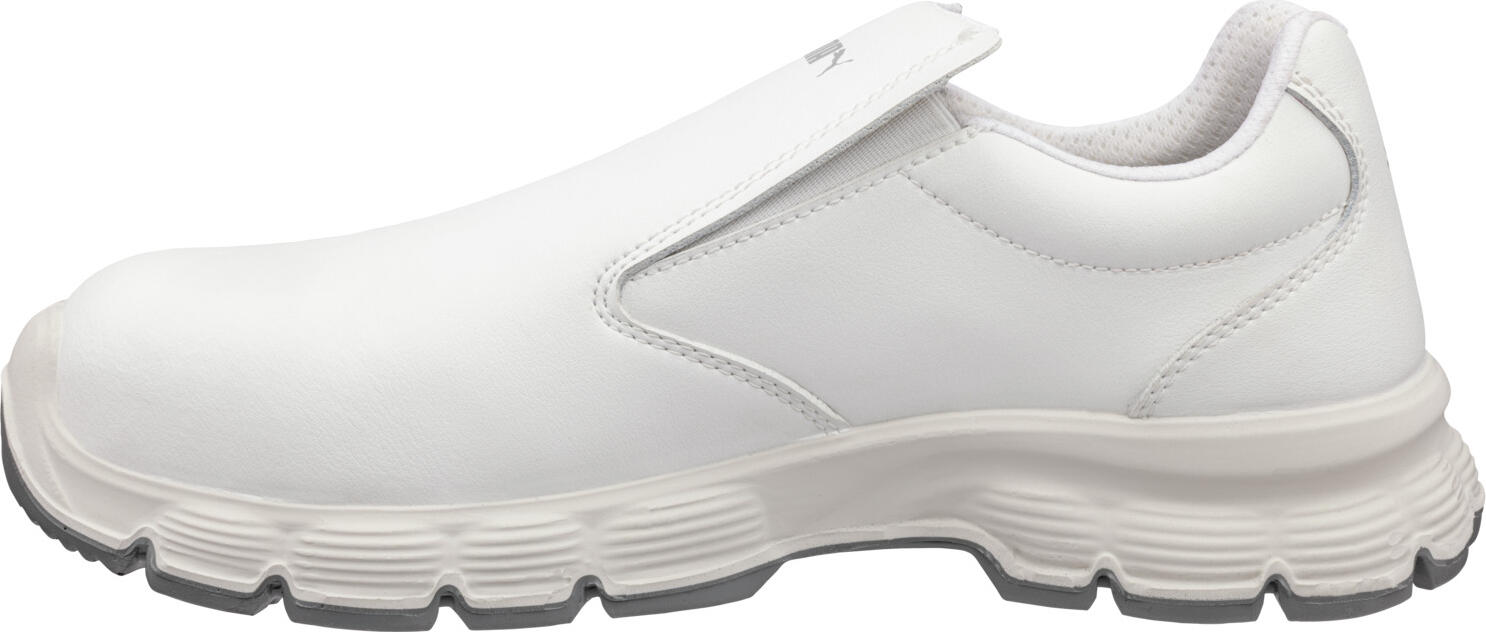 Mocasini de protectie Puma Safety Float S2 FO SR, cu Barlan de Aluminiu, Microfibra Rezistenta la Apa, Talpa EFFECT.FOAM, Albi, EN ISO 20345:2022+A1:2024
