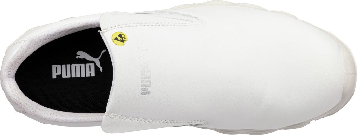 Mocasini de protectie Puma Safety Float S2 FO SR, cu Barlan de Aluminiu, Talpa EFFECT.FOAM, Microfibra Rezistenta la Apa, ESD, Albi