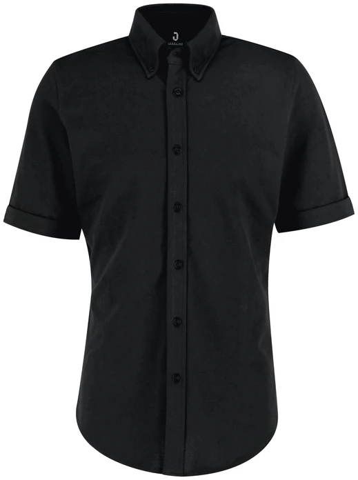 JOBELINE Men's Piqué Short Sleeve Shirt 23.HDE.44540, 95% Cotton 5% Elastane, Button-Down Collar, Extra-Long Back, OEKO-TEX Standard 100
