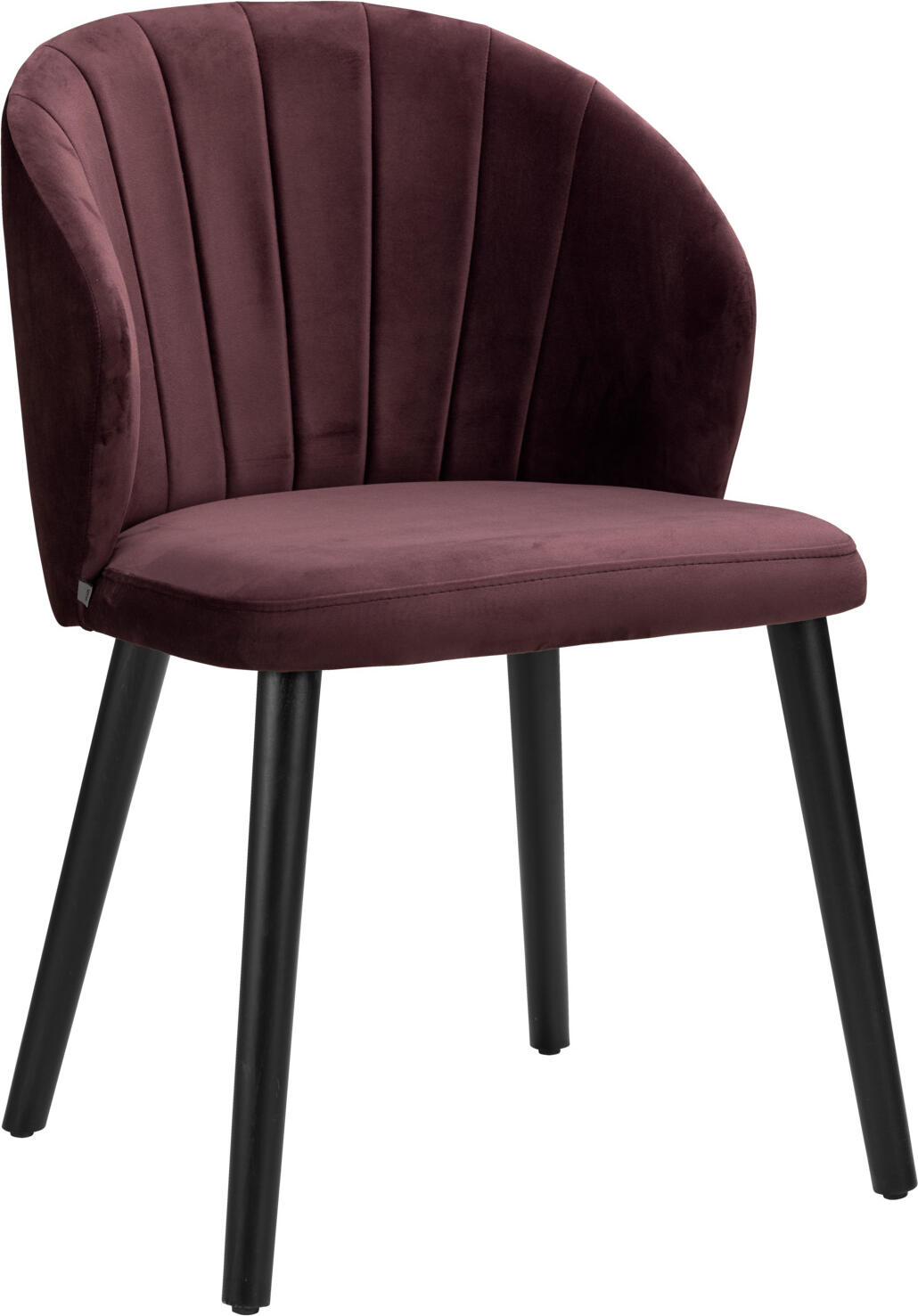 VEGA LUSINI Solutions GmbH Chair Ambrosia Polsterstuhl Ambrosia Chair Ambrosia; 54x59x82 cm (WxDxH); seat violet, base black Polsterstuhl Ambrosia; 54x59x82 cm (BxTxH); Sitz violett, Gestell schwarz Elegant upholstered chair made of velvet fabric (100% polyester) and beech legs painted black. Pipe quilting on the inside enhance the chair. Only suitable for indoor use. Delivery is assembled. Incl. plastic glides. Eleganter Polsterstuhl aus Samststoff (100 % Polyester) und schwarz lackierten Buchenbeinen. Die Pfeifensteppung an der Innenseite wertet den Stuhl auf. Feuerhemmender und abriebfester Bezug. Inklusive Kunststoffgleiter. Nur für den Innenbereich geeignet. Lieferung erfolgt montiert.