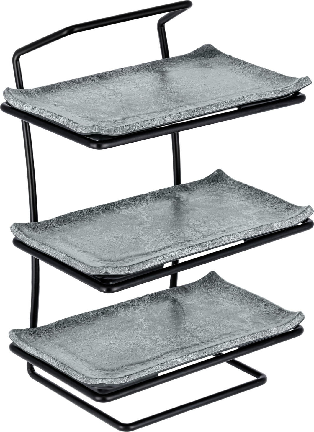 VEGA Clawson Buffet Platter, Grey Stone Look Melamine, Break Resistant, Dishwasher Safe, 26.5 x 16.2 x 2 cm