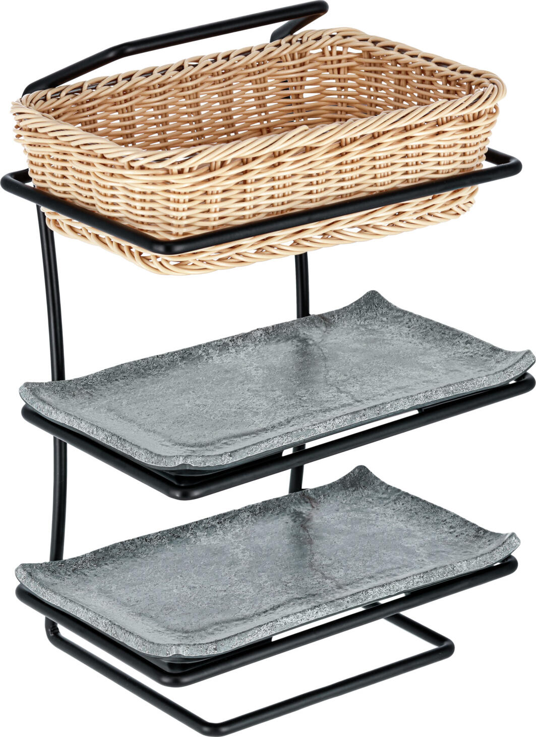 VEGA Clawson Buffet Platter, Grey Stone Look Melamine, Break Resistant, Dishwasher Safe, 26.5 x 16.2 x 2 cm