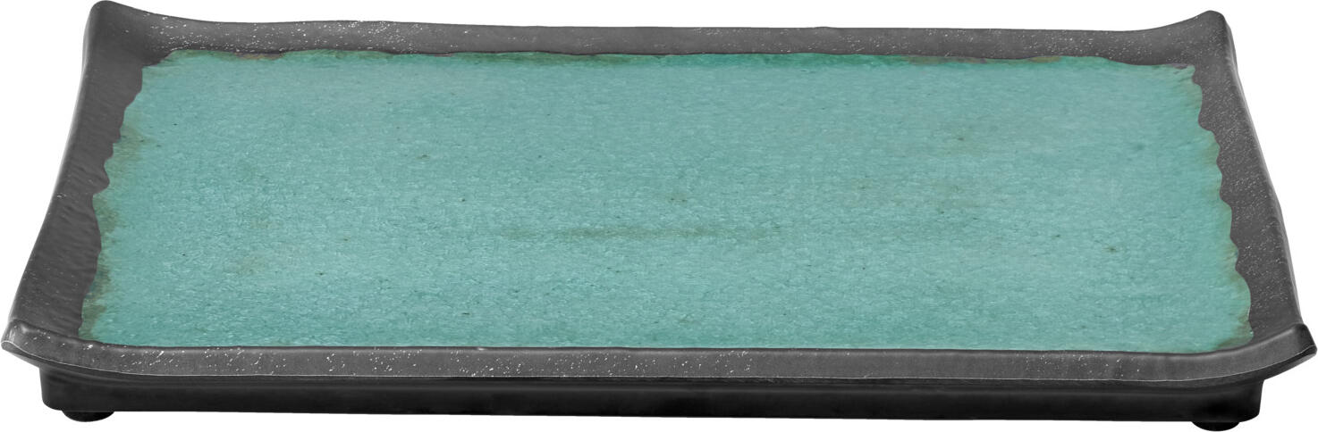 VEGA Dearborn Rectangular Buffet Platter Set of 3, Melamine Porcelain Look, GN 1/2, 32.5 x 26.5 x 2 cm, Turquoise, Break Resistant, Dishwasher Safe