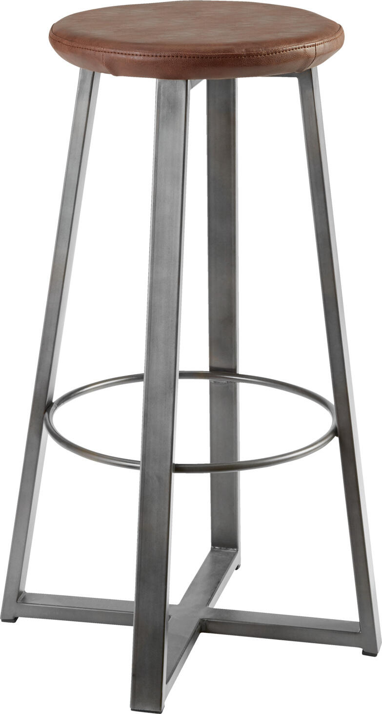 VEGA LUSINI Solutions GmbH Bar stool Metalio Barhocker Metalio Bar stool Metalio; 38x38x81 cm (WxDxH); seat brown, base grey Barhocker Metalio; 38x38x81 cm (BxTxH); Sitz braun, Gestell grau Bar stool with upholstered seat (imitation leather) made of powder-coated steel frame in vintage lacquer finish. Incl. plastic glides on the underside. Robust and easy to clean. Fire-retardant. Only suitable for indoor use. Supplied assembled. Barhocker mit Polstersitz (Kunstleder) aus pulverbeschichtetem Stahlgestell in Vintage-Lackierung. Inkl. Kunststoffgleiter an der Unterseite. Robust und Pflegeleicht. Feuerhemmend. Nur für den Innenbereich geeignet. Lieferung erfolgt montiert.