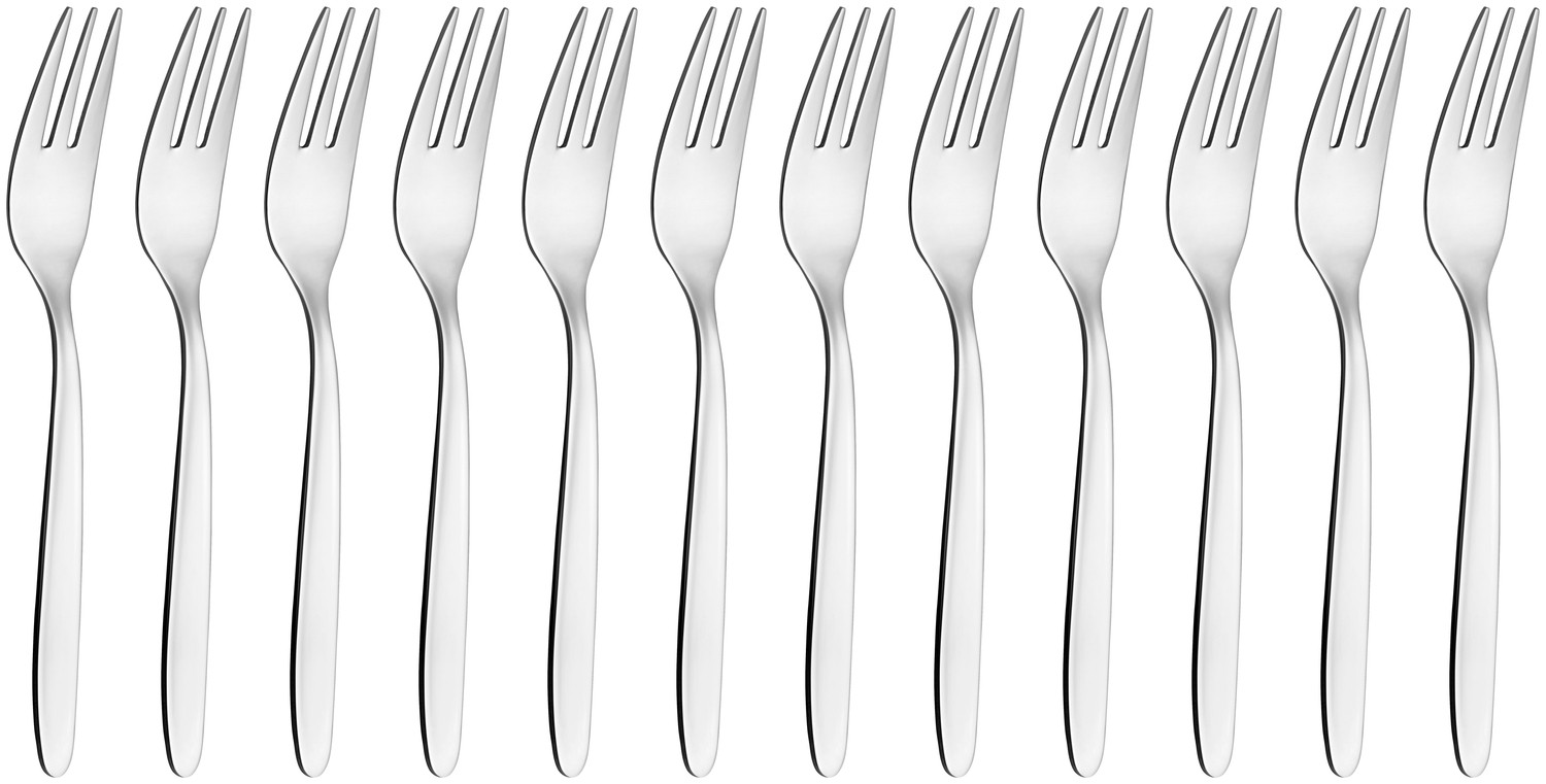 Set de 12 piese Furculite de tort VEGA Fortuna, Otel inoxidabil 18/0 cromat, Poluire oglinda, 15.9 cm, Calitate profesionala gastronomie