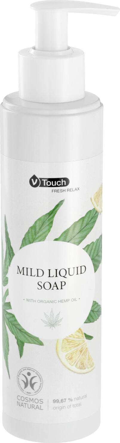 V-Touch LUSINI Solutions GmbH Hotel liquid soap Fresh Relax pump dispenser Hotel Flüssigseife Fresh Relax Pumpspender Hotel liquid soap Fresh Relax pump dispenser; 240 ml; yellow; 6 piece / pack Hotel Flüssigseife Fresh Relax Pumpspender; 240 ml; gelb; 6 Stück / Pack Mild and thorough cleansing liquid soap V-Touch Fresh Relax. Certified natural cosmetics with guaranteed real hemp oil and a hint of lemon oil for a fresh fragrance. Mild surfactants that do not dry out the skin too much and form a pleasant lather. Suitable for all skin types. The practical pump dispenser can be refilled easily and flexibly, it is best to order a refill bottle at the same time. Dermatologically tested and pH-neutral! The pump dispenser is made from 100% recycled material. Contents: 140 ml or 240 ml pump dispenser. Your own label from 200 pieces. Do not use for children under 3 years! Do not get in eyes and do not apply undiluted to mucous membranes! Discontinue use immediately if skin irritation occurs! Milde und gründliche reinigende Flüssigseife V-Touch Fresh Relax. Zertifizierte Naturkosmetik mit garantiert echtem Hanföl und  ein Hauch Zitronenöl, dies sorgt für eine frische Duftnote. Milde Tenside, die die Haut nicht zu sehr austrocknen sollen und einen angenehmen Schaum bilden. Für jeden Hauttyp geeignet. Der praktische Pumpspender lässt sich einfach und flexibel nachfüllen, am besten gleich Nachfüllflasche mitbestellen. Dermatologisch getestet und pH-neutral! Der Pumpspender ist aus 100 % recyceltem Material. Inhalt: 140 ml oder 240 ml Pumpspender. Ihr eigenes Etikett schon ab 200 Stück Nicht für Kinder unter 3 Jahren verwenden! Nicht in die Augen und unverdünnt nicht auf Schleimhäute bringen! Bei etwaigem Auftreten von Hautreizungen sofort absetzen!