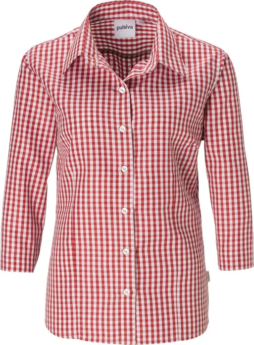 Pulsiva Marie Women's Checked Gingham Blouse, Three-Quarter Sleeve, Tailored Fit, Polyester Cotton Blend, Easy-Care