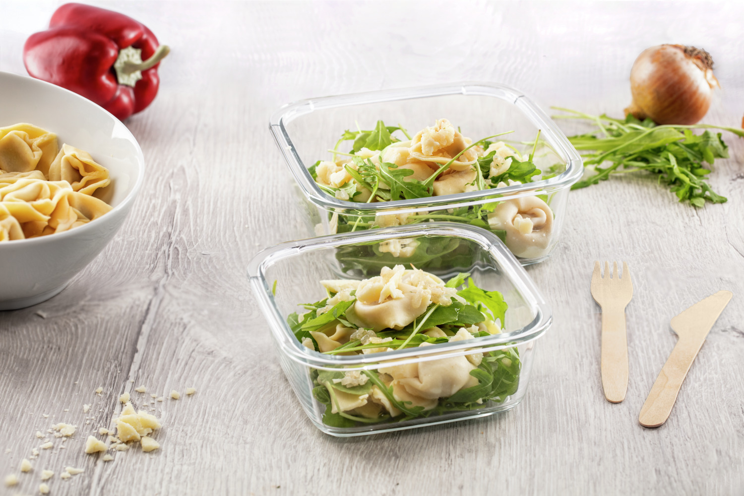 Luminarc Pure Box Active Rectangular Tempered Glass Food Containers Set of 6, 1220ml, Airtight Lids with Ventilation Valve, Microwave and Dishwasher Safe