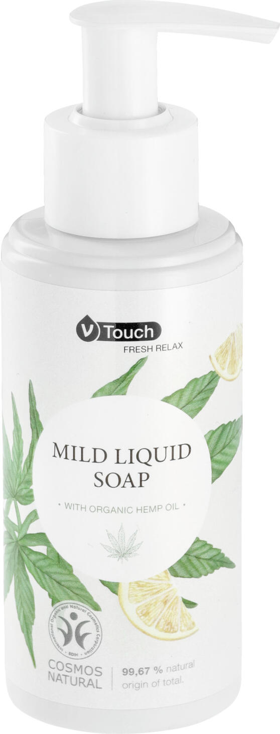 V-Touch LUSINI Solutions GmbH Hotel liquid soap Fresh Relax pump dispenser Hotel Flüssigseife Fresh Relax Pumpspender Hotel liquid soap Fresh Relax pump dispenser; 140 ml; yellow; 6 piece / pack Hotel Flüssigseife Fresh Relax Pumpspender; 140 ml; gelb; 6 Stück / Pack Mild and thorough cleansing liquid soap V-Touch Fresh Relax. Certified natural cosmetics with guaranteed real hemp oil and a hint of lemon oil for a fresh fragrance. Mild surfactants that do not dry out the skin too much and form a pleasant lather. Suitable for all skin types. The practical pump dispenser can be refilled easily and flexibly, it is best to order a refill bottle at the same time. Dermatologically tested and pH-neutral! The pump dispenser is made from 100% recycled material. Contents: 140 ml or 240 ml pump dispenser. Your own label from 200 pieces. Do not use for children under 3 years! Do not get in eyes and do not apply undiluted to mucous membranes! Discontinue use immediately if skin irritation occurs! Milde und gründliche reinigende Flüssigseife V-Touch Fresh Relax. Zertifizierte Naturkosmetik mit garantiert echtem Hanföl und  ein Hauch Zitronenöl, dies sorgt für eine frische Duftnote. Milde Tenside, die die Haut nicht zu sehr austrocknen sollen und einen angenehmen Schaum bilden. Für jeden Hauttyp geeignet. Der praktische Pumpspender lässt sich einfach und flexibel nachfüllen, am besten gleich Nachfüllflasche mitbestellen. Dermatologisch getestet und pH-neutral! Der Pumpspender ist aus 100 % recyceltem Material. Inhalt: 140 ml oder 240 ml Pumpspender. Ihr eigenes Etikett schon ab 200 Stück Nicht für Kinder unter 3 Jahren verwenden! Nicht in die Augen und unverdünnt nicht auf Schleimhäute bringen! Bei etwaigem Auftreten von Hautreizungen sofort absetzen!