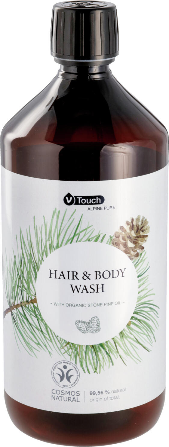 V-Touch LUSINI Solutions GmbH Hotel shampoo and shower gel Alpine Pure 2 in 1, refill bott Hotel Shampoo und Duschgel Alpine Pure 2 in 1, Nachfüllflasc Hotel shampoo and shower gel Alpine Pure 2 in 1, refill bottle; 1000 ml; cream white; 6 piece / pack Hotel Shampoo und Duschgel Alpine Pure 2 in 1, Nachfüllflasche; 1000 ml; cremeweiß; 6 Stück / Pack Harmonising, certified natural cosmetics V-Touch Alpine Pure hair and body care in one. The gently cleansing hair and body gel is suitable for all hair and skin types. With guaranteed genuine organic Swiss stone pine oil from certified organic farming. A spicy-tart Swiss stone pine fragrance ensures a long-lasting, relaxing care experience. The soothing properties provide gentle care for skin and hair and leave a feeling of freshness and purity.  Dermatologically tested and pH-neutral! The refill bottle is made from 100% recycled material. Contents: 1000 ml with screw cap. Make it your product: V-Touch Alpine Pure item with customised label available from 200 pieces. Harmonisierende, zertifizierte Naturkosmetik V-Touch Alpine Pure Haar- und Körperpflege in einem. Das sanft reinigende Haar- und Körpergel ist für jeden Haar- und Hauttyp geeignet. Mit garantiert echtem BIO Zirben Öl aus kontrolliert biologischer Landwirtschaft. Ein würzig-herber Zirben Duft sorgt für ein lang anhaltendes entspanntes Pflegeerlebnis. Die wohltuenden Eigenschaften dient der sanften Pflege für Haut und Haar und hinterlassen ein Gefühl von Frische und Reinheit.  Dermatologisch getestet und pH-neutral! Die Nachfüllflache aus 100 % recyceltem Material. Inhalt: 1000 ml mit Schraubverschluss. Machen Sie es zu Ihrem Produkt:  V-Touch Alpine Pure Artikel mit individuellem Etikett ab 200 Stück erhältlich