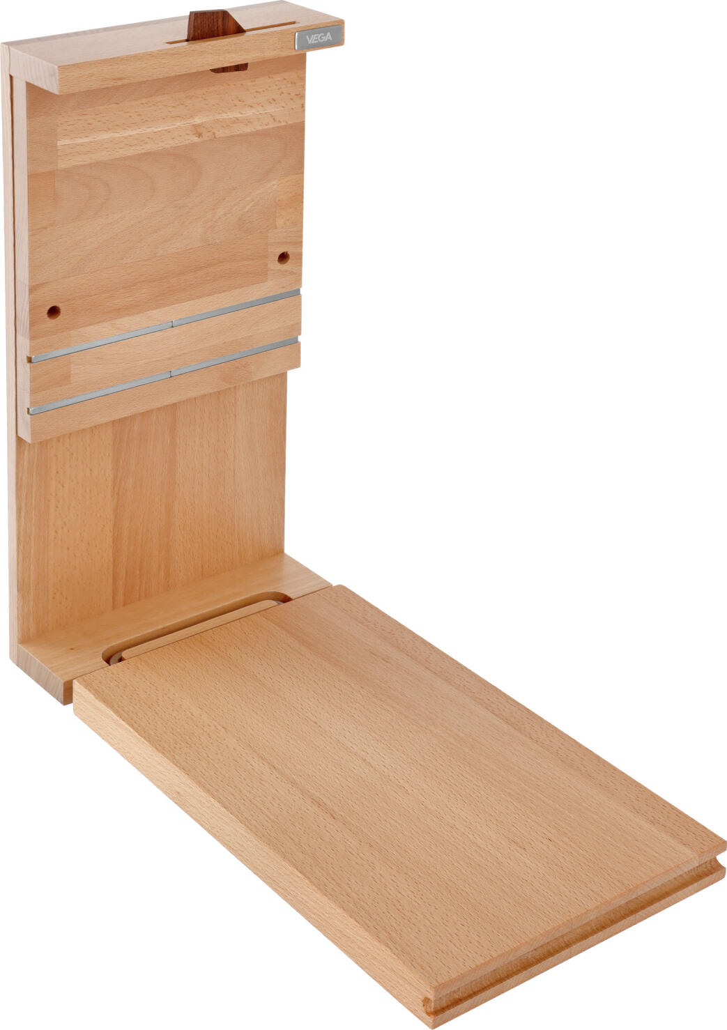 Set de 2 piese VEGA Salvo Suport Magnetic pentru Cutite, Lemn de Buche Uleiat 20x7.5x47.5cm cu Placa de Taiere Asortata 37.5x20x2.6cm