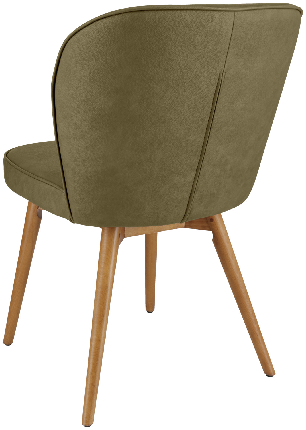 Set de 2 scaune tapitate VEGA Lian, cadru din lemn de fag masiv, imitatie piele oliva, 56x58x86 cm, ignifug, asamblate complet