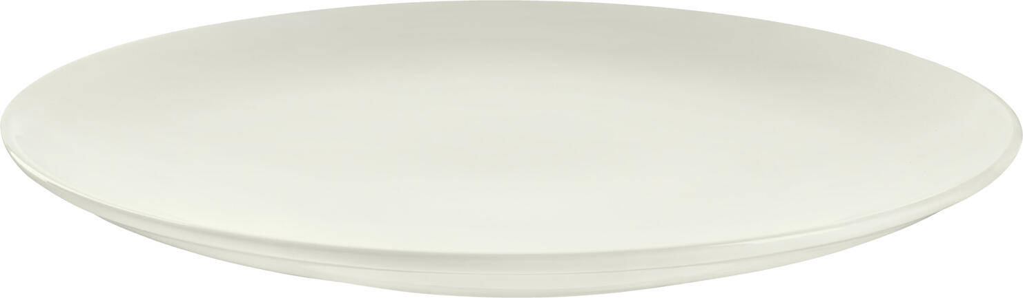 VEGA Opus Flat Round Plate, Ivory Porcelain, 31 cm Diameter, Scratch-Resistant, Dishwasher and Microwave Safe, Set of 4 Pieces