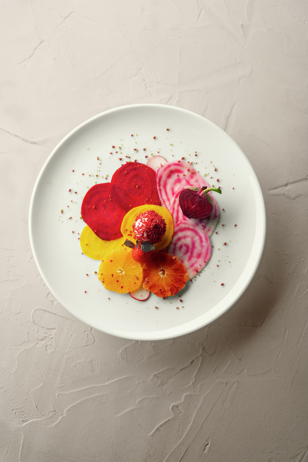 VEGA Opus Flat Round Plate, Ivory Porcelain, 31 cm Diameter, Scratch-Resistant, Dishwasher and Microwave Safe, Set of 4 Pieces
