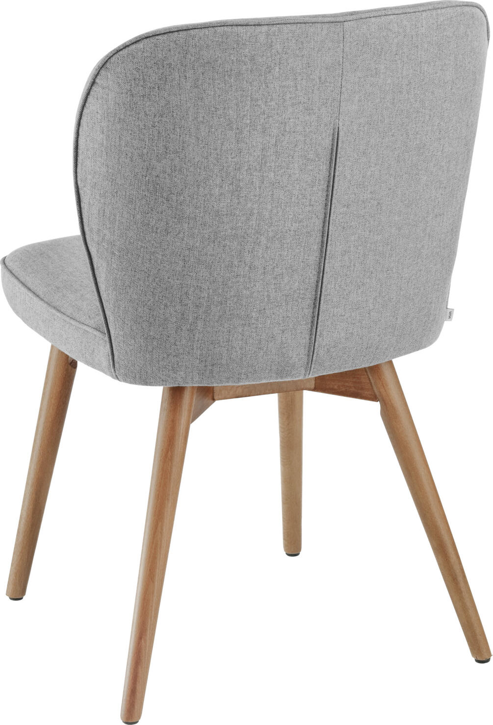 VEGA Lian Upholstered Chair Set of 2, Light-Grey Polyester Fabric, Solid Beech Oak-Finish Legs, Fire-Retardant, 56x58x86 cm