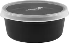 Reusable container Amuse Pro round Mehrweg-Menübehälter Amuse Pro rund Reusable container Amuse Pro round; 1200 ml, 18x7.7 cm (ØxH); black; round; 10 piece / pack Mehrweg-Menübehälter Amuse Pro rund; 1200 ml, 18x7.7 cm (ØxH); schwarz; rund; 10 Stück / Pack The reusable container Amuse Pro with lid is made from 100 % polypropylene. The lid is transparent so that food is easily recognizable. Provides reliable temperature resistance between -20 °C and +100 °C. BPA-free, stackable, leakproof, microwaveable and dishwasher safe. Der Menübehälter Amuse Pro inkl. Deckel besteht aus 100 % Polypropylen. Der Deckel ist transparent, so dass die Speisen gut erkennbar sind. Die Temperaturbeständigkeit ist zwischen -20 °C und +100 °C zuverlässig gewährleistet. BPA frei, stapelbar, schwappsicher, mikrowellengeeignet und spülmaschinenfest.