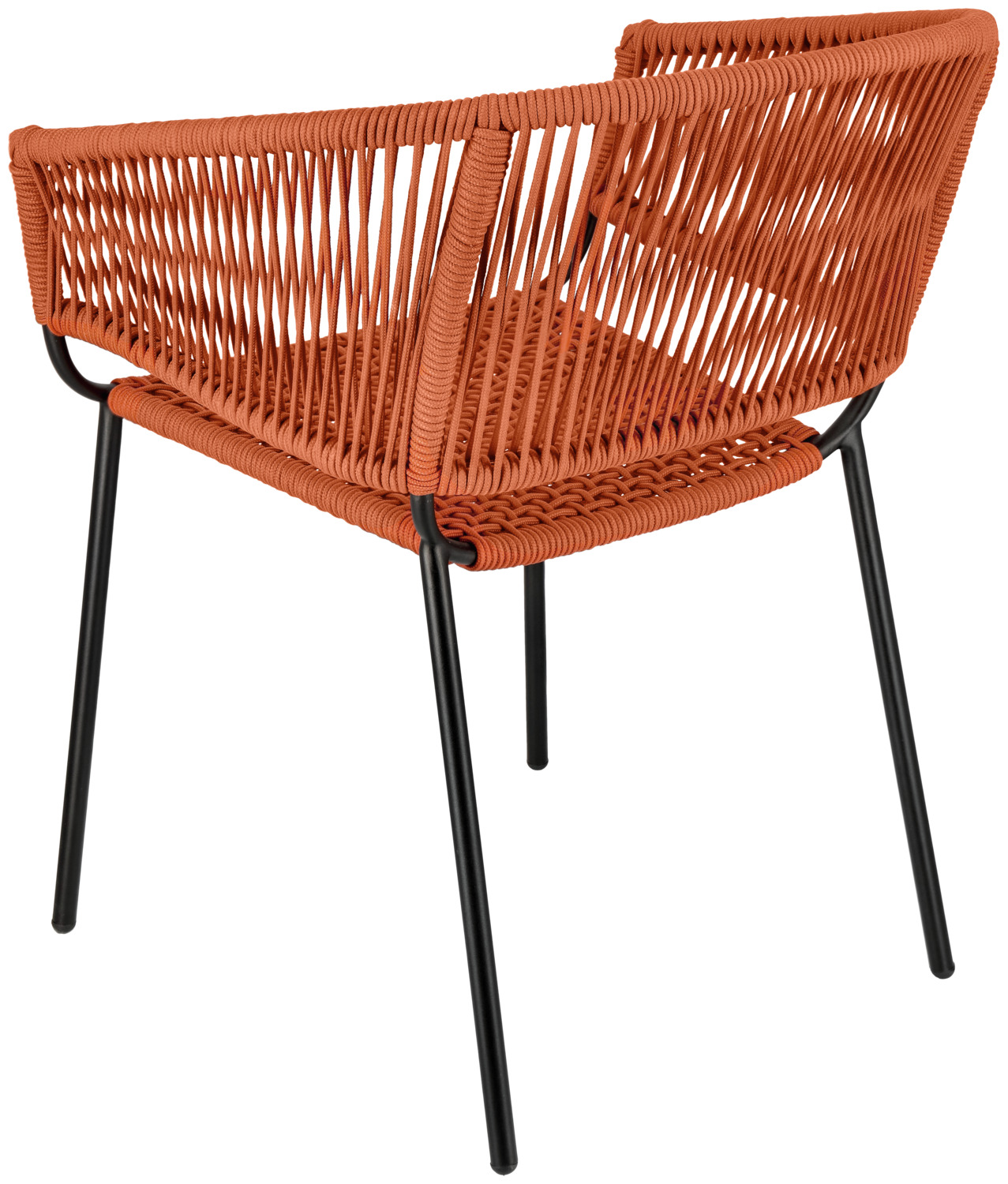 VEGA Samo Outdoor Chair Set of 2, Rope Wickerwork, Galvanized Steel Frame, Stackable, Weatherproof, Terracotta, 62.5x56x79 cm
