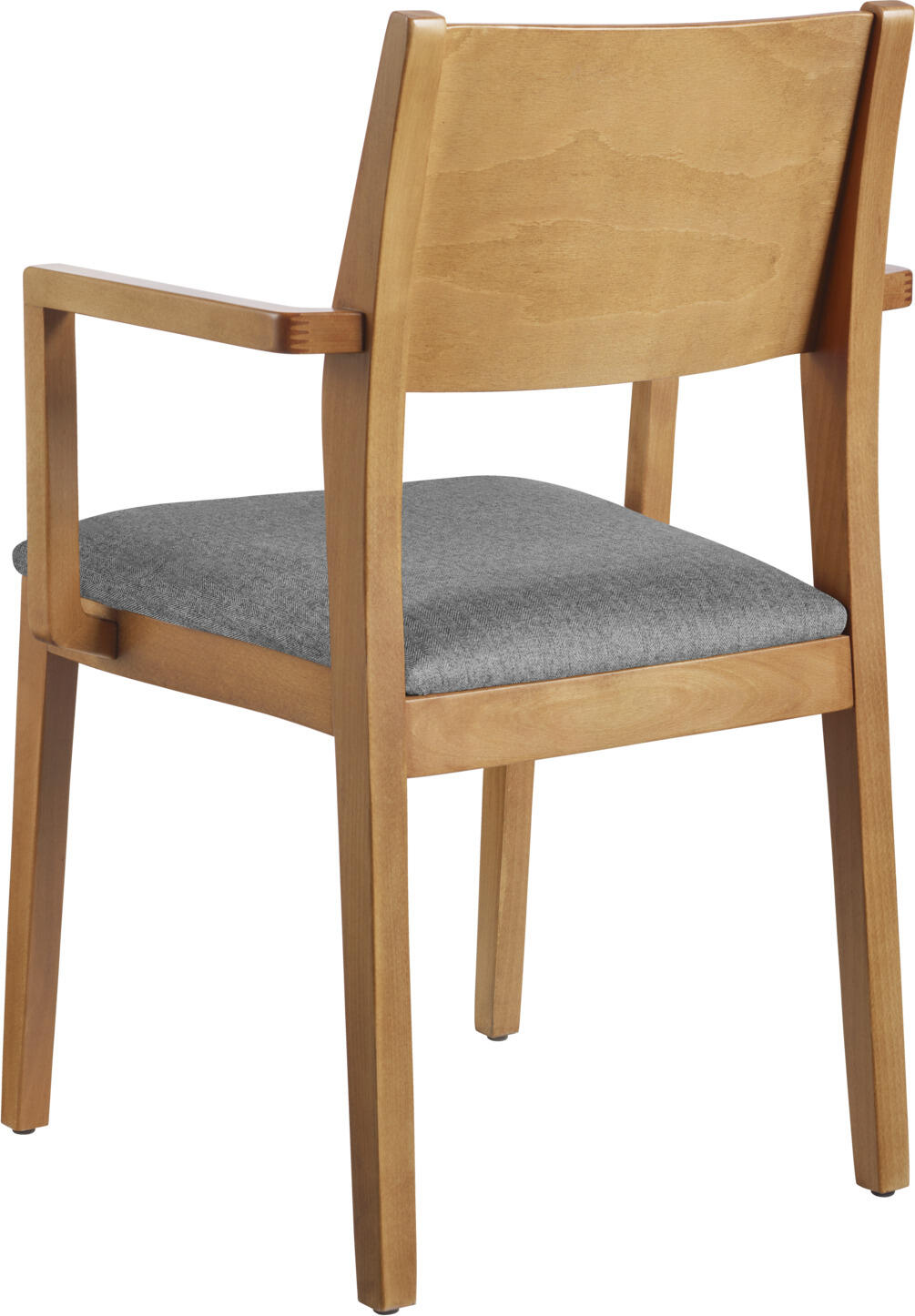 VEGA Stak Stacking Chair Set of 2, Beech Wood Frame, Light-Grey Fabric Upholstered Seat with Armrests, 48x51x86 cm, Indoor Use