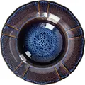 VEGA Amelina Deep Plates, Set of 4, Blue Porcelain, 27 cm Diameter, 500 ml Capacity, Reactive Glaze with Discreet Relief and Decorative Edges