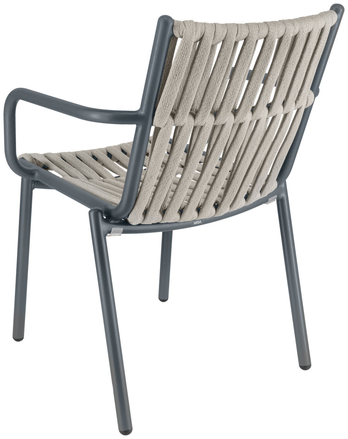 Set de 2 scaune de exterior catering VEGA Lumaro, cadru din aluminiu vopsit electrostatic, rachita din sfoara cu uscare rapida, stivuibile, 45x47x81 cm