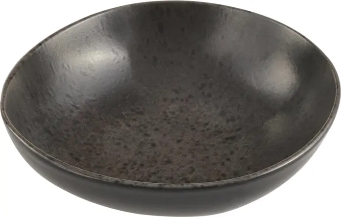 Set de 6 boluri Porland Ironstone, Gresie Colorata cu Glazura Mata, 585ml, Diametru 18cm, Maro-Negru, Compatibile cu Masina de Spalat Vase si Cuptor cu Microunde