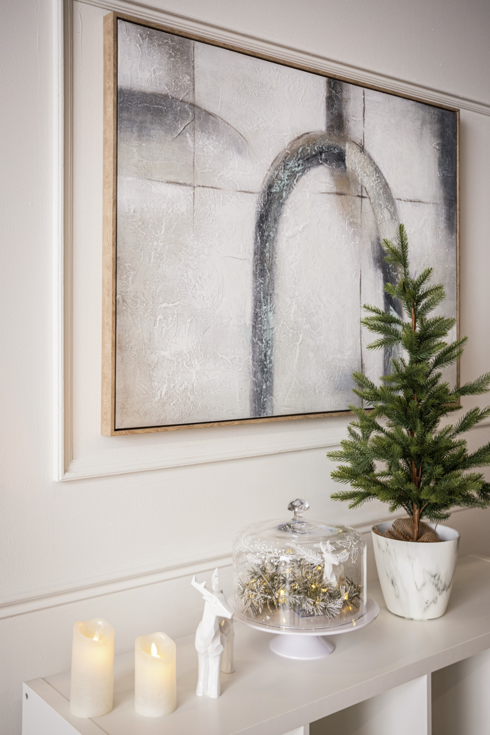 VEGA Akosa Planter, 28 cm Diameter, 25.5 cm Height, White Marbled Polyresin and Fiberglass, Cylindrical Marble Effect Cache-pot
